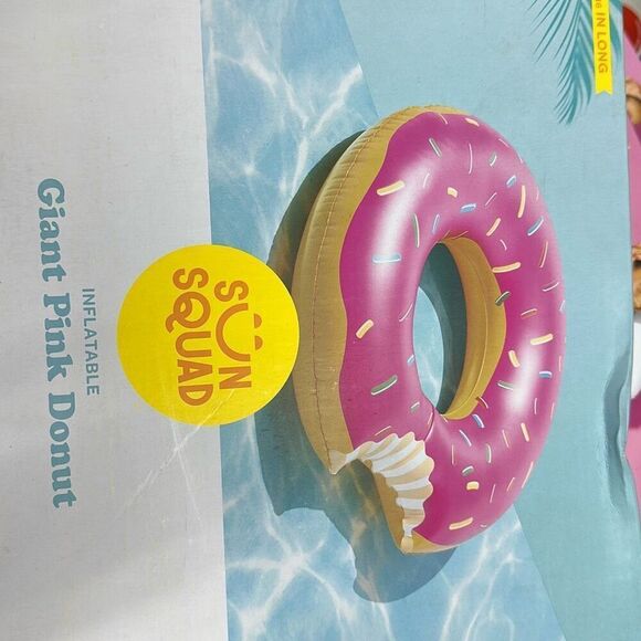 The Strawberry Donut Pool Float 3 ft 9 in Long - Picture 2 of 3